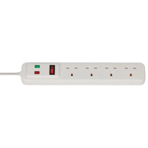 Brennenstuhl 4 Gang Surge Protected Extension Lead, 13A, 2m, White