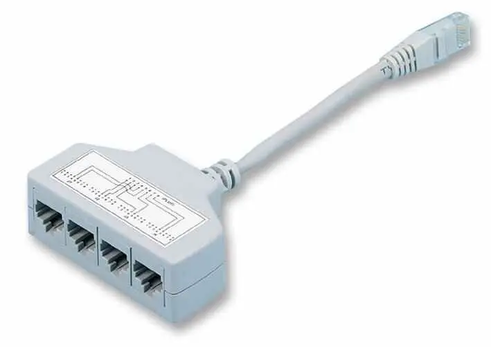 RARAION Cat5e 4-Bhealach Splitséir Cábla Ethernet, RJ45 Fireann go 4x Baineann