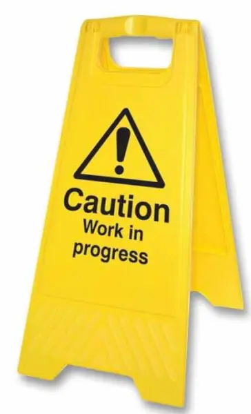 RARAION Caution Work in Progress A-Frame Sign, Yellow/Black, 575mm