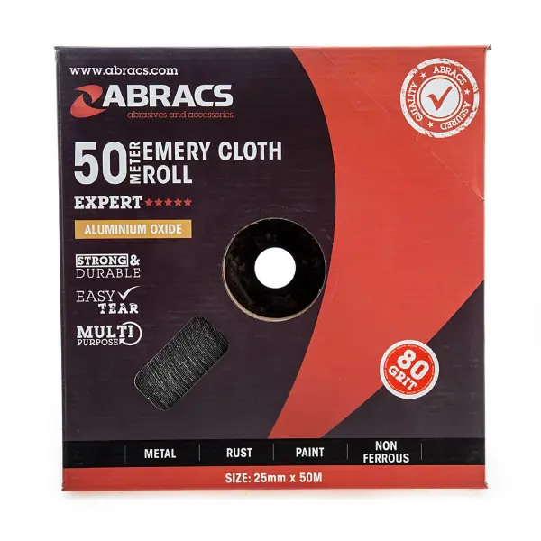Abracs 金刚砂布卷 - 25mm x 50米，80目