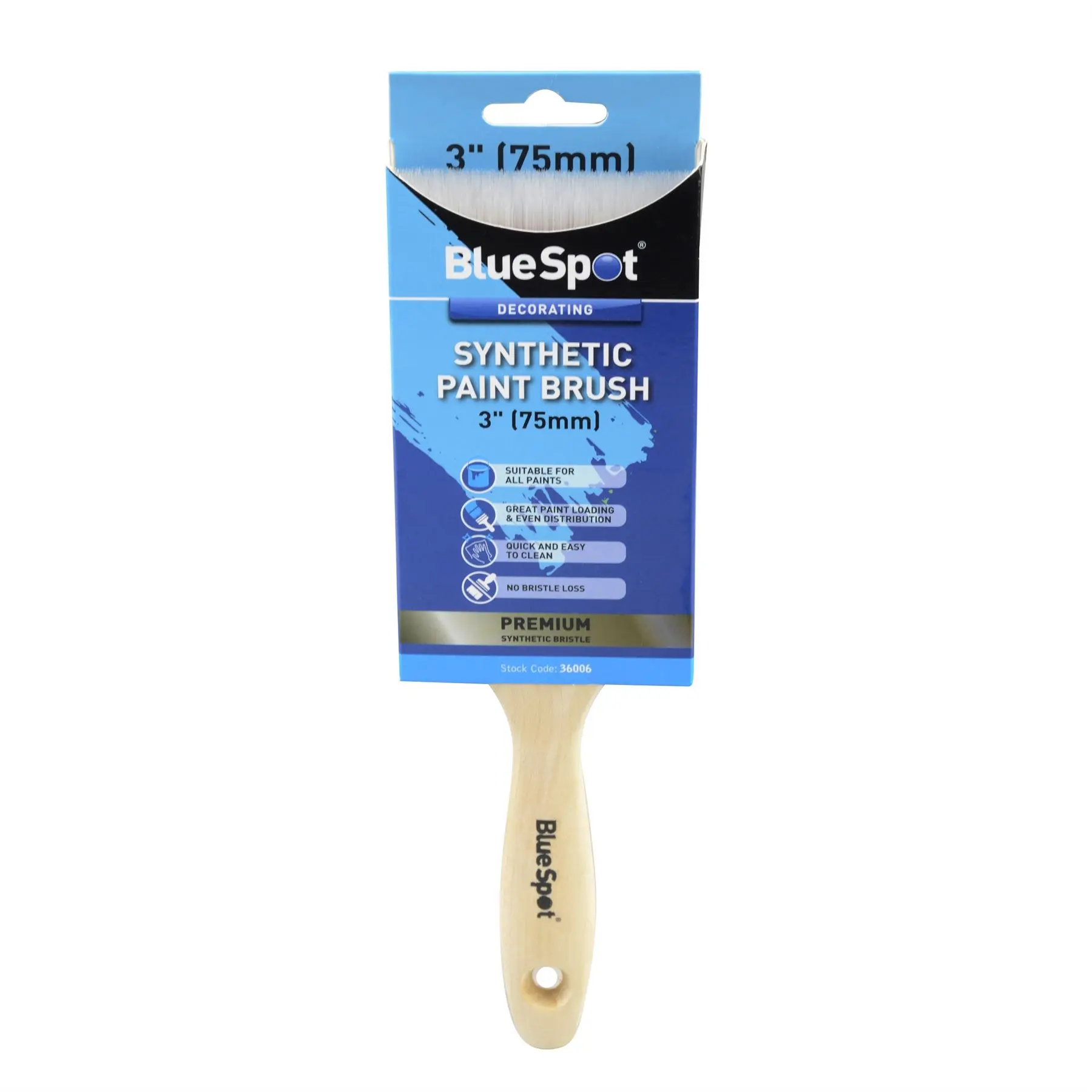 Blue Spot Tools 75mm Synthetic Paint Brush with Wooden Handle