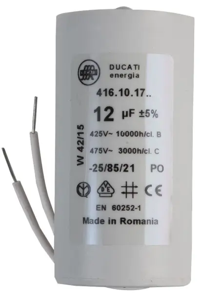 Ducati Motor Run Capacitor 12 µF 450V AC PP Wire Leaded