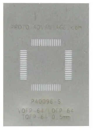 Stainless Steel Stencil for TQFP-64/LQFP-64/VQFP-64, 0.5mm Pitch