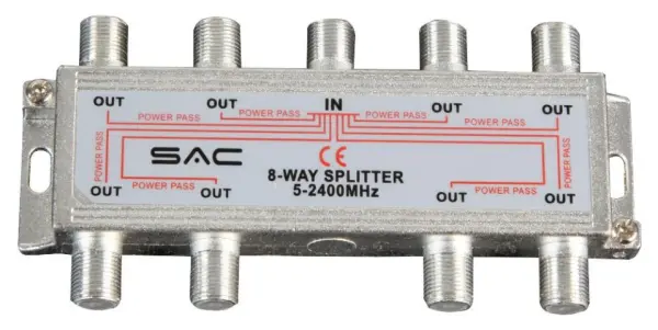 SAC 8-cestný vnitřní splitter s DC průchodem, 5-2,450MHz