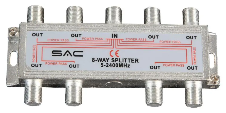 Répartiteur SAC 8 voies intérieur avec DC Pass, 5-2 450 MHz