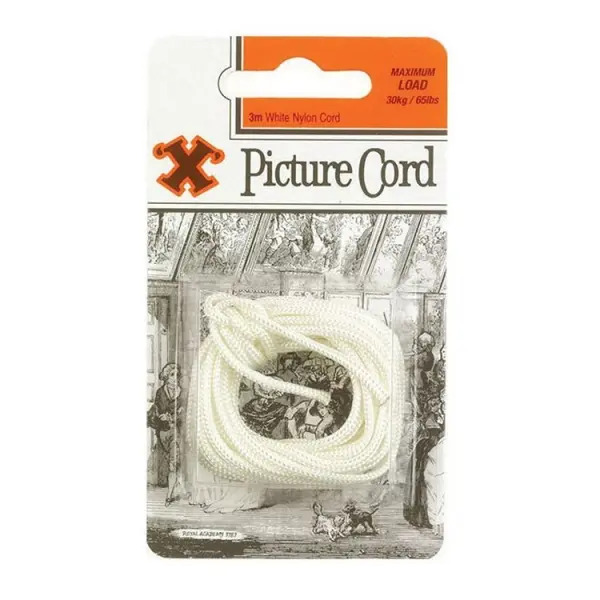 X White Picture Cord 3m Blister Pack