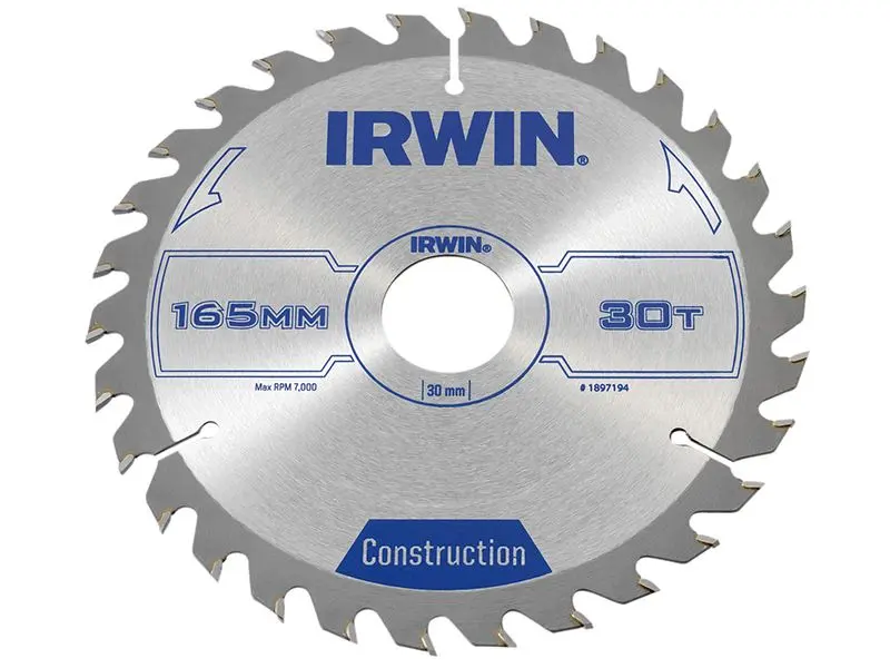 IRWIN Construction Circular Saw Blade 165mm x 30T ATB