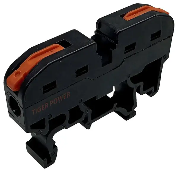 Tiger Power 2 Conductor Through Terminal Block with Lever Locks - Black 28 400V 20A