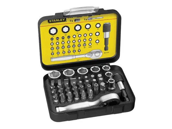 STANLEY® Set Soket, Bit & Ratchet 1/4in, 39 Keping