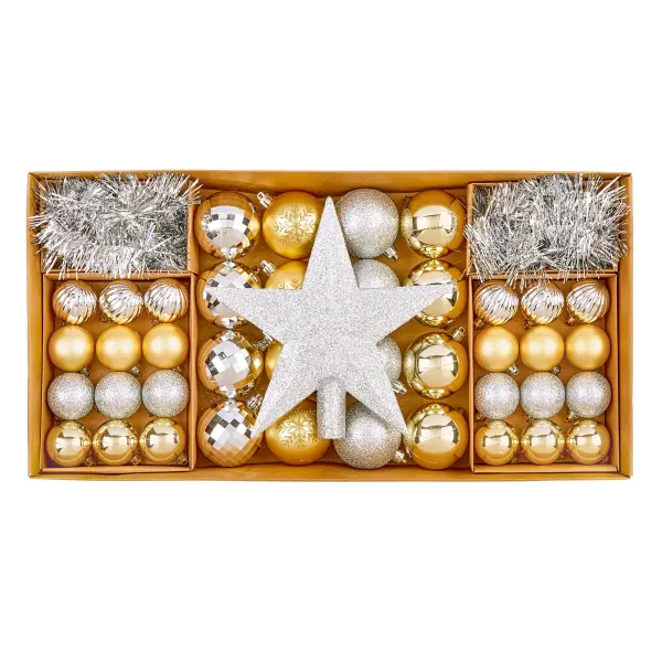Premier 54-τεμάχια Σειρά Αδιάβρωτων Σφαιρών Διακόσμησης - Champagne Χρυσό & Αση