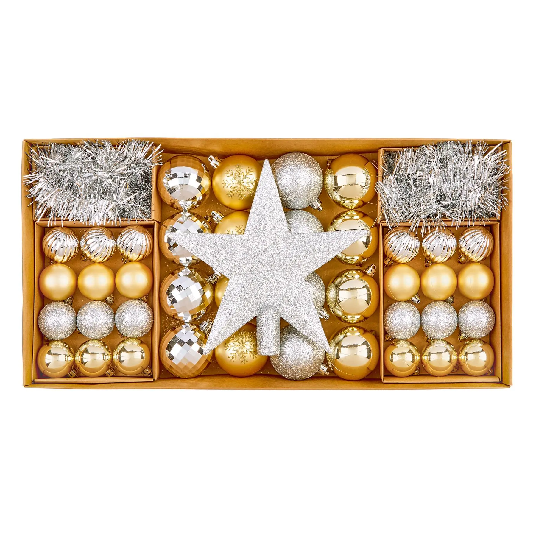 Premier Decorations סט כדורי מתנה שביר-עמיד 54 חלקים - זהב שמפניה וכסף