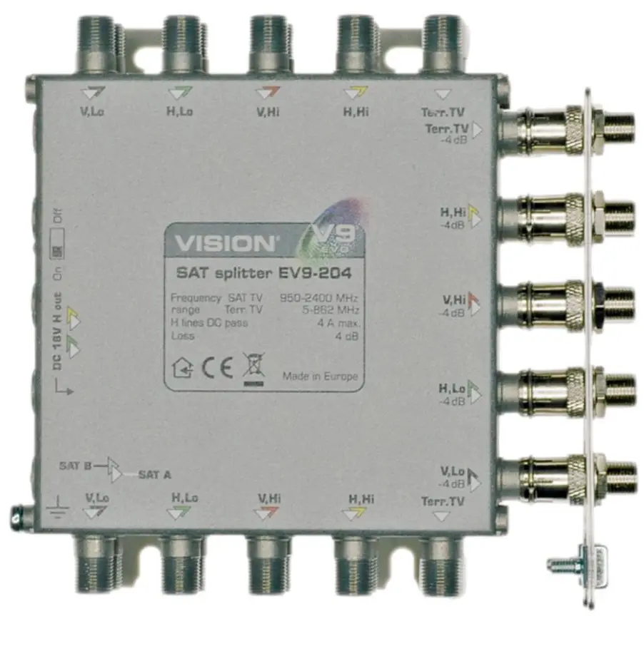 VISION EV9-204 Divisor de Señal 2 Vías, -4dB, Baja Pérdida de Inserción