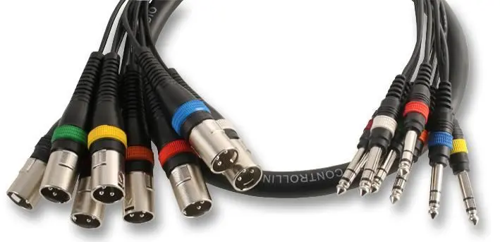 PULSE - Loom 8 Laluan XLR ke Plag Stereo Jack 6.35mm (1/4″), 2.5m Hitam