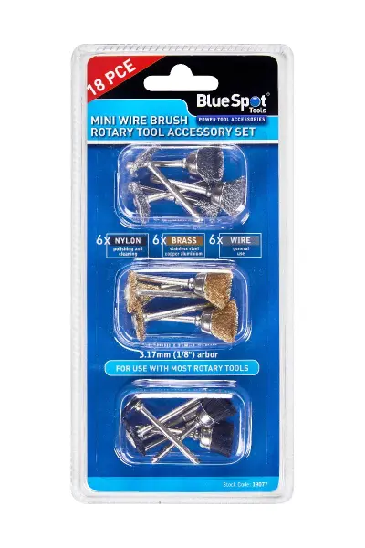 Blue Spot Tools 18件迷你钢丝刷旋转工具套装