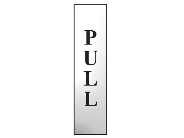 Scan Vertical Pull Sign, Polished Chrome, 50 x 200mm