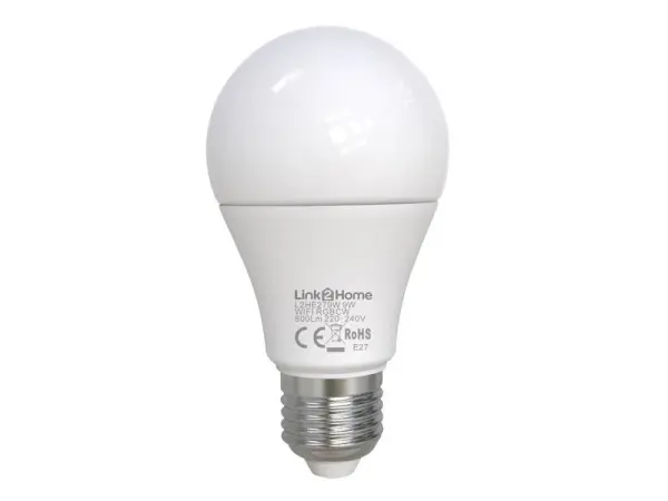 Link2Home Wi-Fi LED E27 Opal GLS Dimmable Bulb, White + RGB, 800 lm, 9W