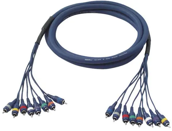 PRO:FORM 8-Weg Phono (RCA) Male naar Male Loom, 3m, Blauw