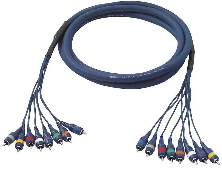 PRO:FORM 8 Way Phono (RCA) Male to Male Loom, 3m, Blue