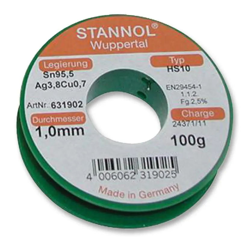 STANNOL Lead-Free Solder Wire 1.0mm, 100g, 217°C