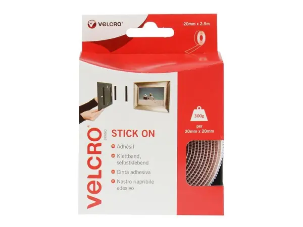 VELCRO Brand Stick N Stick Tape - White 2.5m