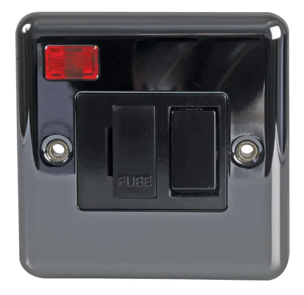 Volex 13A Double Pole Switched Fused Spur, Black Nickel