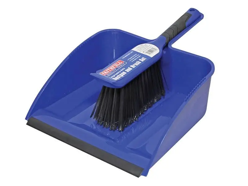 Faithfull Large Heavy-Duty Plastic Dustpan & Brush Set