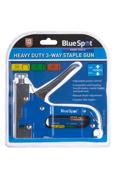 Blue Spot Tools Heavy Duty 3-Way Staple Gun with Accessories