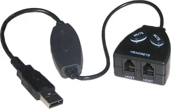 H4 HEADSETS - Headset Buddy Schulungs-Adapter USB 2.0, Schwarz