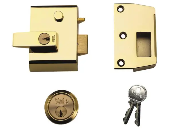 Yale Locks - P2 Doppelsicherheits-Nachtschnappschloss mit 40mm Einschub, Brassl