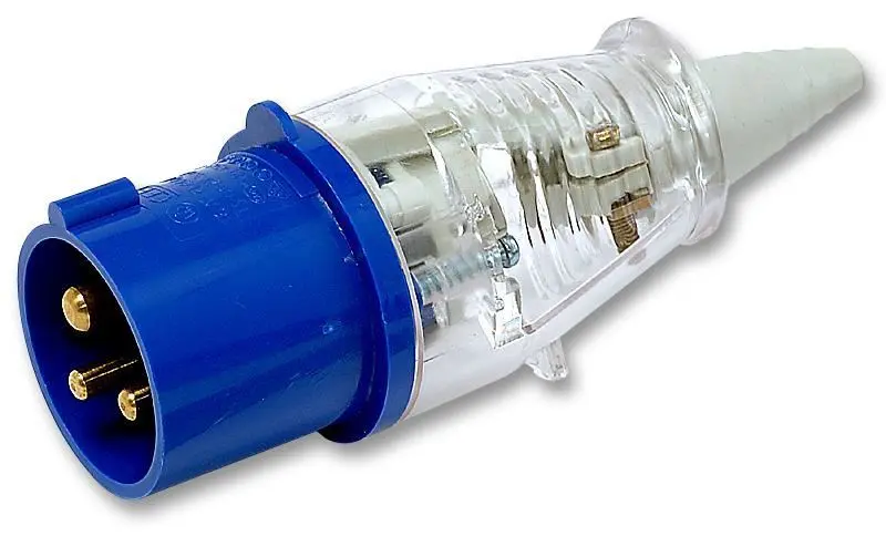 Walther 16A Cable Mount CEE Plug, 2P+E, Blue, IP44