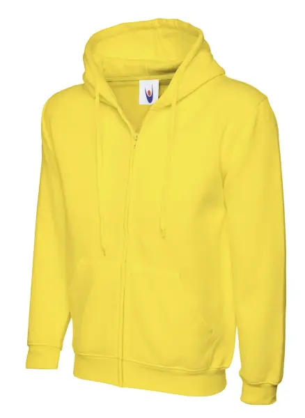 Uneek Unisex Classic Zip Hoodie - 50% Polyester 50% Cotton - Yellow - Size M