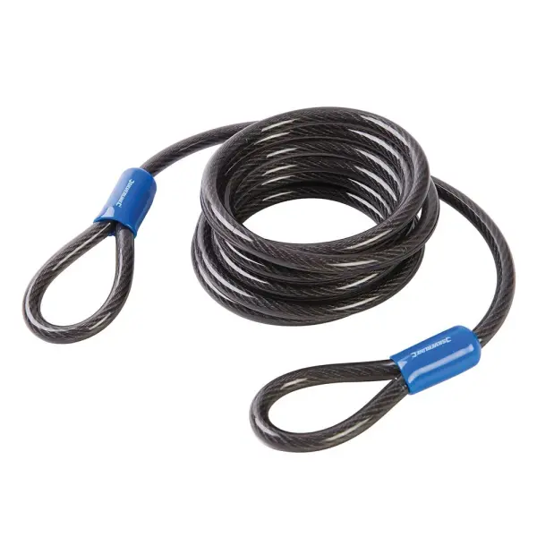 Silverline Looped Steel Security Cable, 2.5m x 8mm, PVC Coated