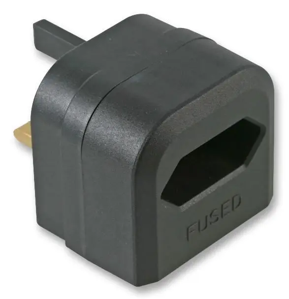 Powerconnections European to UK Plug Adapter, 3A, Black
