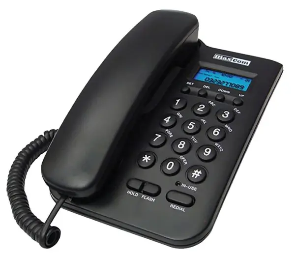 MAXCOM Corded Telephone with LCD Display, Black