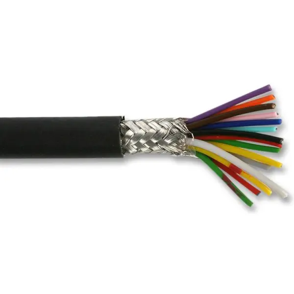 PRO ELEC 7-2-15C Screened 15 Core Cable, 0.2mm, Black - 100m