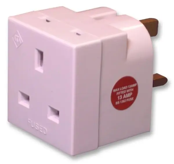 PRO ELEC Adaptateur Secteur, 2 Prises, Prise UK, Fusible 13A, Blanc