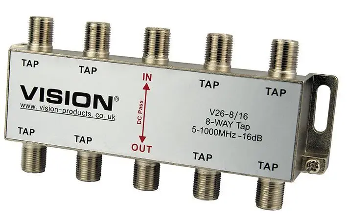 VISION 8-Way 15dB MATV 탭, V26-8/16, 다이캐스트 하우징