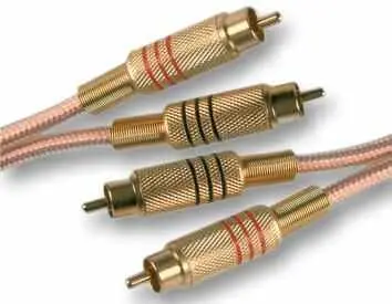 HiLo Phono (RCA) Twin Male Cable, Gold-Plated, 1m, Transparent