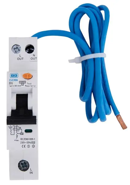 BG Electrical 6A Single Pole RCBO, Type A, B Curve