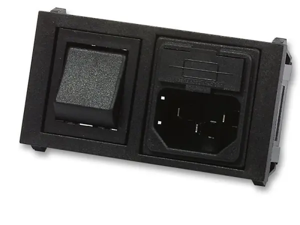 BULGIN POLYSNAP מודול IEC C14 למבוא חשמל, עם מתג ונתיך, 250VAC