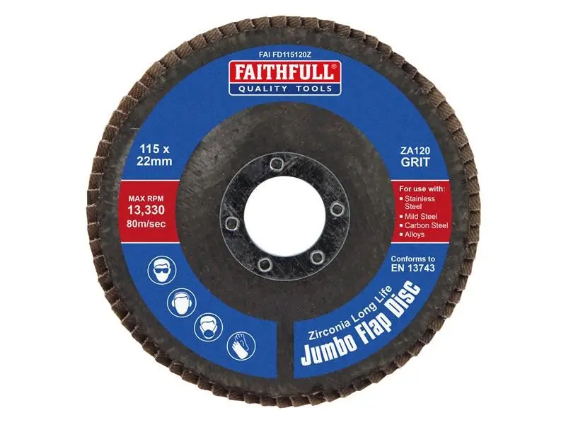 Faithfull Disco Lija Jumbo Abrasivo de Zirconia ZA120 115mm