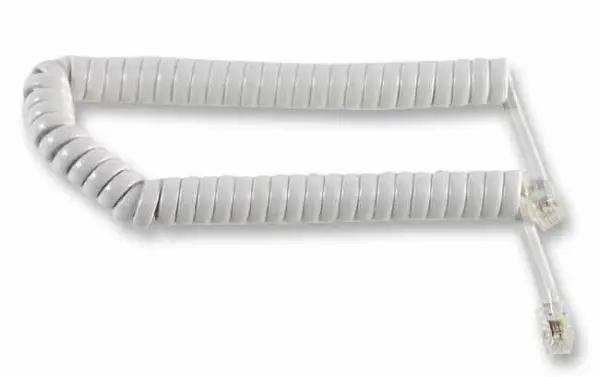 PRO SIGNAL Bílý spirálový kabel RJ10 pro sluchátko, 1,4m