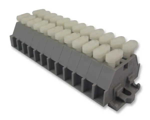 WAGO 12 Way 24A 500V DIN Rail Terminal Strip, Push-In, 28-14AWG, 2.5mm², Grey