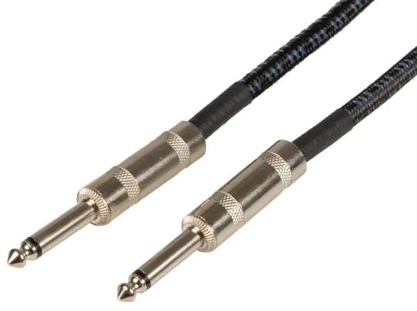CITRONIC 6.3mm Mono Jack Plug to 6.3mm Mono Jack Plug Braided Guitar Lead, 6m - Black Blue