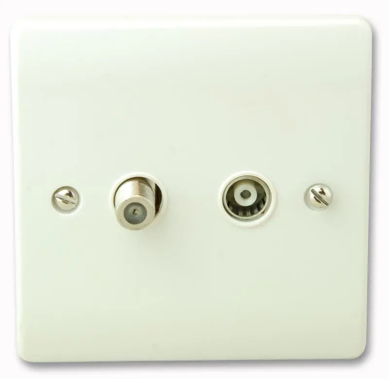 CLICK White Moulded TV Aerial & Satellite Wall Plate