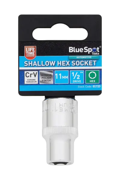 Blue Spot Tools - Soket Hex Cetek 11mm, Pandu 1/2in