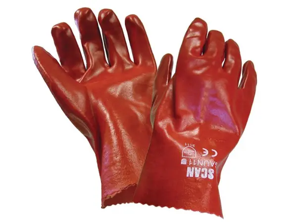 Scan PVC Handsschoenen - Rood, Groot (maat 9), 27cm
