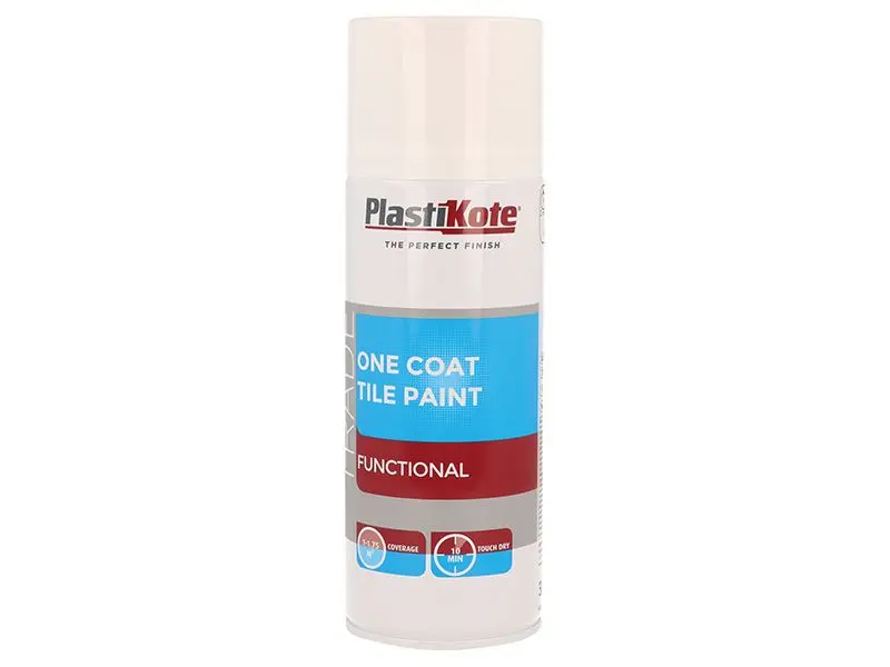 PlastiKote Trade One Coat Spray Tile Paint, Gloss White, 400ml