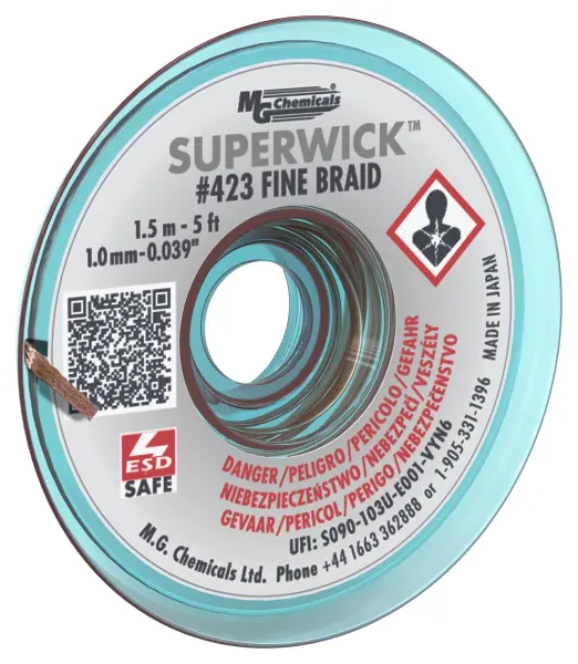 MG Chemicals Super Wick Fine Desoldering Braid - 0.8mm x 1.5m