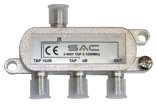 Robinet 2 voies SAC 8dB blindé Classe A pour satellite/TV